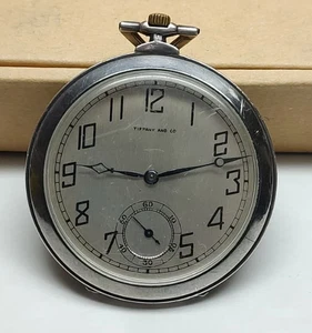 A. LeCoultre Geneva Swiss Sterling Silber Tiffany & Co. Taschenuhr - 15 Jewels - Bild 1 von 8