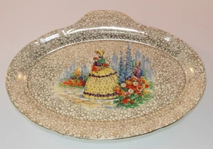 Vintage J Fryer Meritas Ware Crinoline Lady Serving Plate Platter Tray c1960 VGC - Picture 1 of 6