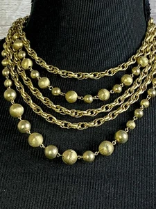 Vintage goldfarben signiert MARINO 5 Strang 13-16 Zoll Statement Halsband Halskette - Bild 1 von 10