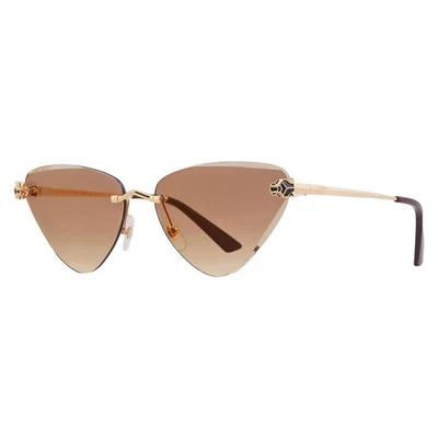 Cartier Panthere de Cartier Brown Gradient Gold Flash Cat Eye Ladies Sunglasses - Image 1 of 4
