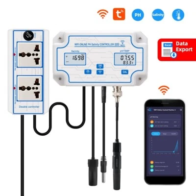 Probador de Sal WIFI Controlador de Sal Medidor Acuario Pecera Monitor de Agua de Mar Foto 1 de 4