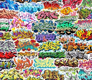 25/50 Graffiti Art Sticker Pack - Waterproof Vinyl - Hip-Hop B-Boy Rap 80's - Picture 1 of 3