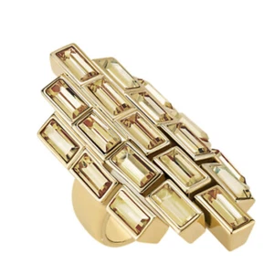 NIB $349 Swarovski Atelier Fluid Azzurro Cocktail Ring Gold Sz 58/8 #5515344 - Picture 1 of 7