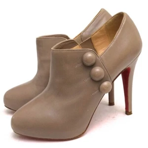 CHRISTIAN LOUBOUTIN C'est Moi Nappa Leather Ankle Boots Heels 34.5 F/S - Picture 1 of 12