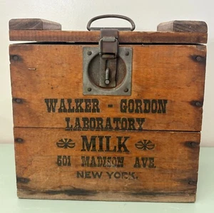 Antique Wooden Walker Gordon Laboratory Milk Crate Madison Ave New York - Picture 1 of 23