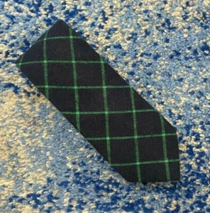 Gentleman Collective Navy Blue Green Bias Plaid Cotton Franela Corbata - Imagen 1 de 5