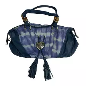 Sharif Tie Die Bamboo Accent Heart Tassel Leather Purse Handbag Shoulder Bag - Picture 1 of 2