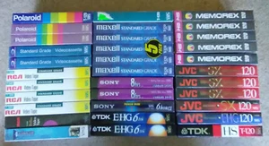 33 BLANK VHS VIDEO TAPE LOT BRAND NEW SEALED JVC TDK MAXELL SONY RCA POLAROID ++ - Picture 1 of 7
