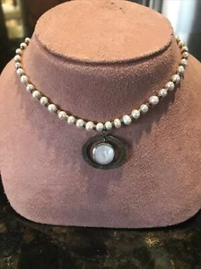 SILPADA N1894 Perla Latón Plata de Ley Go Coastal Collar 925 - Imagen 1 de 5