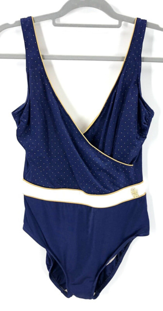 SALE Cool Vintage Navy Blue & Gold Nautical One Piece Swimsuit 