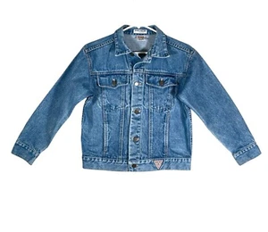Vintage GUESS George Marciano Denim Trucker Jacket 90's Youth Size 12 Unisex - Picture 1 of 10