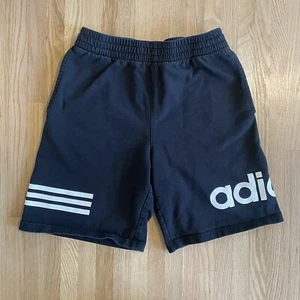 Adidas Sweat Shorts 100% Cotton Three Stripe Black Boys Large - Picture 1 of 5