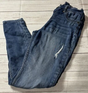 Justice Girls Size 16 Distressed Denim Blue Jeans Jeggings - Picture 1 of 8