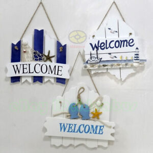 Nautical decor 10~12"width Wood Beach Home Pub Store Door WELCOME Sign Plaques
