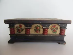 Vintage Folk Art Hand Painted Miniature Blanket Chest, Signed & Numbered (12") - Picture 1 of 24