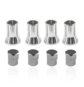 4x Chrome Car Tire Valve Stem Dust Cap & Sleeve Cover For American Car And Truck - Picture 1 of 9