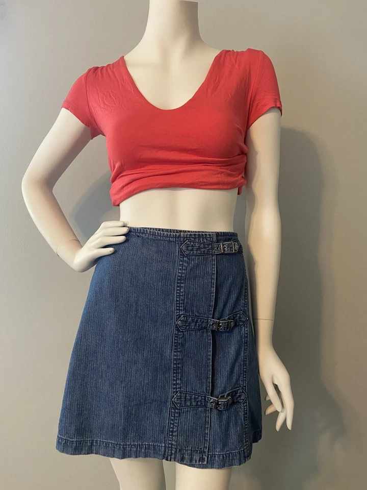 Ralph Lauren 90’s Denim Mini Wrap Kilt Falda Talla 4 Ajustable Foto 1 de 4