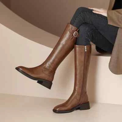 Stivali Scarpe Anfibi Alti 5 cm Marrone Eleganti Platform Pelle Sintetica 39787 - Immagine 1 di 4