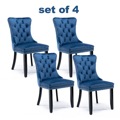 Современный кухонный обеденный стул комплект из 2 мягких деревянных ножек с высокой спинкой для столовой - Изображение 1 из 4