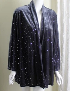 Slinky Brand Sz 2X Gray Silver Pailette Velour Velvet Jacket Topper Fancy - Picture 1 of 6