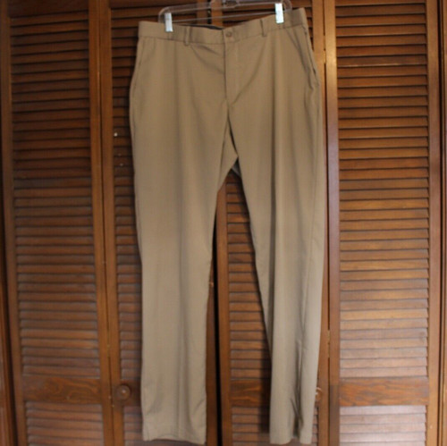 Nike Pantaloni Golf Uomo 36x33 Marrone Piatto Frontale Elasticizzato Logo Bottone Tasca Monete