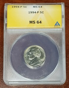 1994-P 5C Jefferson Nickel MS64 ANACS Authenticated