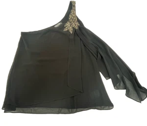 Guess Women's Beaded top Size M, Asymmetric, black, flowy, sexy One Shoulder Med - Picture 1 of 5