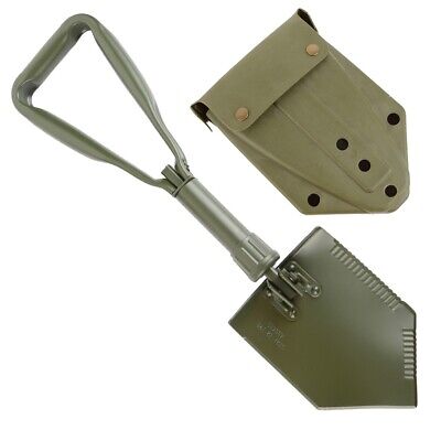 German Army Style Folding Shovel And Cover - Olive Drab Bevelled Edge Emergency • 35.53€