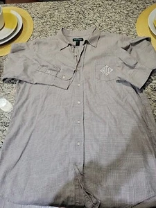 Ralph Lauren Button Long Sleeve Shirt Mens SM Classic Fit Check Cotton gray/pink - Picture 1 of 6