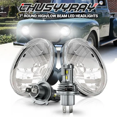 NEW 7" Inch Round LED Headlights For Ford F1 1948 1949 1950 1951 1952 Hi/Lo Beam - Image 1 of 4