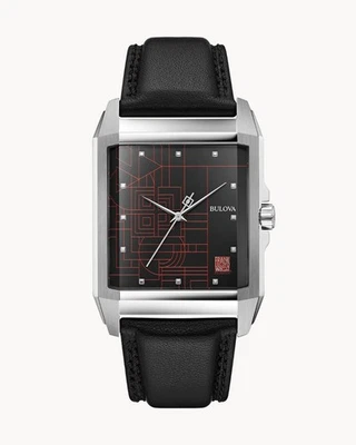 Bulova Frank Lloyd Wright December Gifts Quartz Men's Black Leather Watch 96A223 - Image 1 of 4