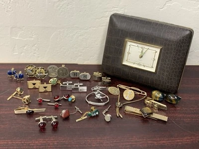 Lote De Colección Para Hombres Tie Tack Gemelos Anson Swank Briar Foster Reloj Caja Ópalo Turquesa Foto 1 de 4