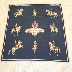 Vintage Striebrig Reitsport Spanische Reitschule Schal 30" Quadrat Marine Pferde MÄNGEL - Bild 1 von 10