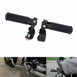 1"-1.25" Fold-Up Highway Foot Pegs for Harley Honda Yamaha Suzuki - Black - Foto 1 di 8