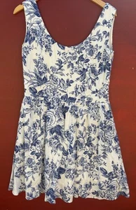 Vestido Kiel James Patrick 8 Blanco Azul Floral Toile Mar Bloom Mezcla de Lino - Imagen 1 de 4
