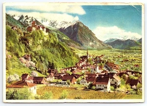 Postal escénica vintage de Liechtenstein Vaduz Castle Village con cancelación - Imagen 1 de 2
