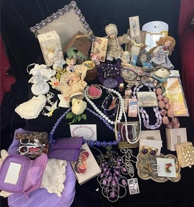 Grandma's Vintage Estate Not Junk Drawer Angels Jewelry Frames Decor 65 Item Lot - Picture 1 of 8
