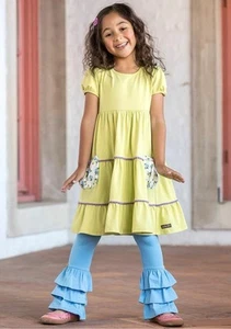 Matilda Jane Girl's Size 14 Green Make Believe Matinee Twirl Ruffle Tiered Dress - Picture 1 of 7