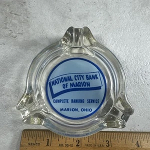 Vintage Ashtray Marion, Ohio National City Bank Glass Advertisement - Picture 1 of 4