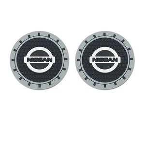 2PCS Rubber Car Accessories Water Cup Holder Pad Coaster Gray Edge For Nissan - Picture 1 of 2