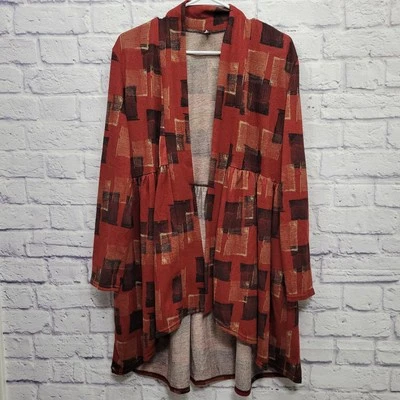 Cárdigan plumero Sacred Threads frente abierto talla S/M óxido Goblincore Boho Lagenlook Foto 1 de 4