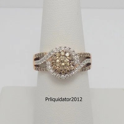 1CT Natural Champagne Diamond Engagement Wedding Bridal Ring 10K Rose Gold Band - Image 1 of 4