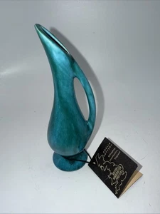 Vintage Anglia Keramik England handgefertigte Knospenvase türkis 5,5 Zoll hoch - Bild 1 von 10