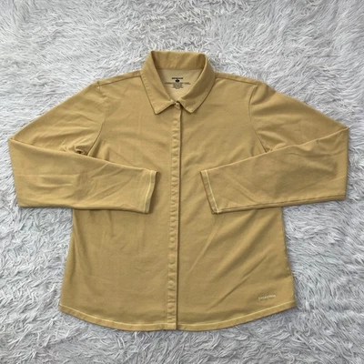 Рубашка женская Patagonia большая желтая на застежке с длинным рукавом из органического хлопка эластичная - Изображение 1 из 4