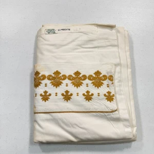 vintage wamsutta twin flat sheet white fleur de lis embroidered edge mcm retro - Picture 1 of 14