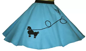 Aqua Blue FELT Poodle Skirt _ Girl Size SMALL (Ages 4-6) _ Waist 20"- 26" _ L18" - Picture 1 of 2