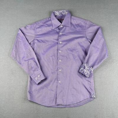 Camisa Robert Graham Juvenil Mediana Azul Geométrica Puño Abatible Manga Larga Abotonada Foto 1 de 4