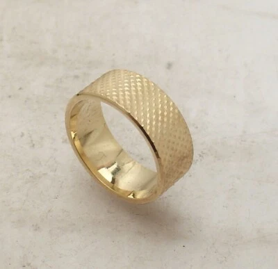 Size 7 Technibond Chevron Diamond Cut Band Ring 14K Yellow Gold Plated Silver - Image 1 of 4