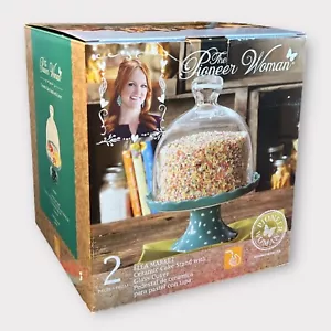 The Pioneer Woman Flea Market Ceramic Mini-Cake Cupcake Stand with Glass Cover - Picture 1 of 7