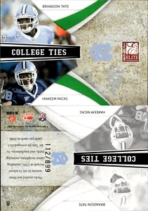 2009 Donruss Elite College Ties Combos Green 112/899 RC Tate/Nicks #8 Tar Heels - Picture 1 of 2